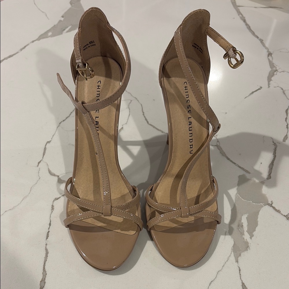 Chinese Laundry Tan Strappy Heels